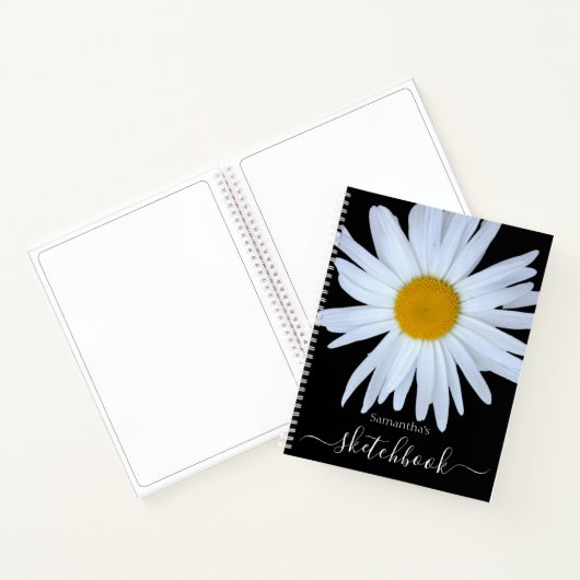Daisy Sketchbook Zwart Wit Script Notitieboek (Binnen)