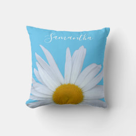 Daisy Sky Blue Elegant White Script Kussen