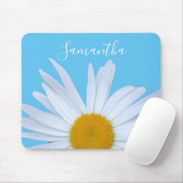 Daisy Sky Blue Elegant White Script Muismat