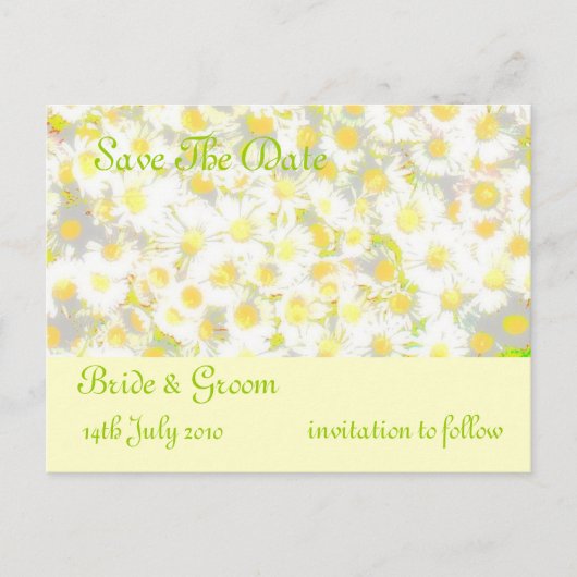 Daisy slaat de datum op aankondigingskaart (Voorkant)