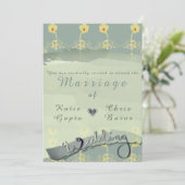 Daisy Slate Wedding Invitation Kaart (Staand voorkant)