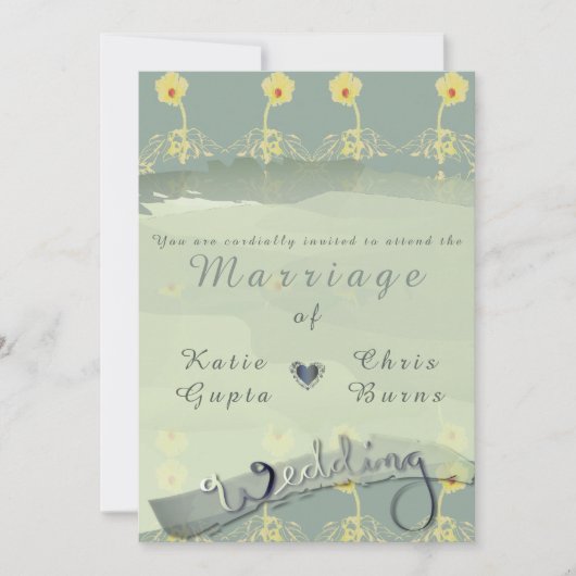 Daisy Slate Wedding Invitation Kaart (Voorkant)