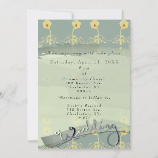 Daisy Slate Wedding Invitation Kaart (Achterkant)