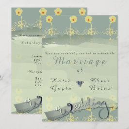Daisy Slate Wedding Invitation Kaart