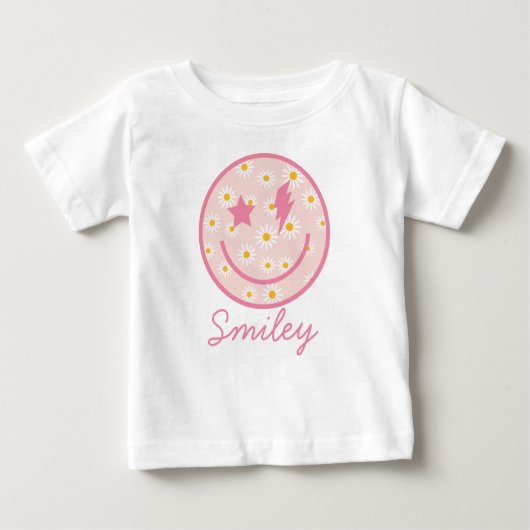 Daisy Smiley Face Grafische Pastel Roze  (Voorkant)