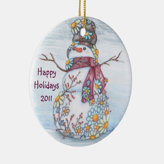 Daisy Snowman Keramisch Ornament (Rechts)