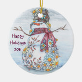 Daisy Snowman Keramisch Ornament (Voorkant)