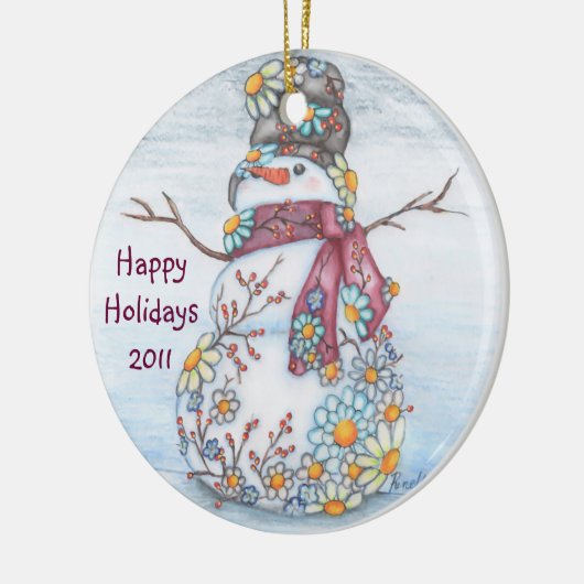 Daisy Snowman Keramisch Ornament (Links)