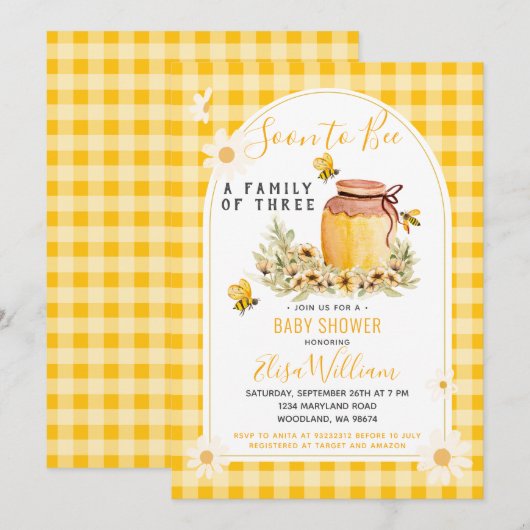 Daisy Soon wordt een gezin van 3 Baby shower Kaart (Voorkant / Achterkant)