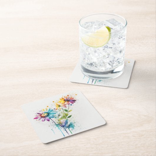 Daisy Spatter, levendige kleuren, Kartonnen Onderzetters (Insitu)