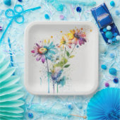 Daisy Spatter, levendige kleuren, Papieren Bordje (Feest)