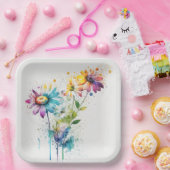 Daisy Spatter, levendige kleuren, Papieren Bordje (Feest)