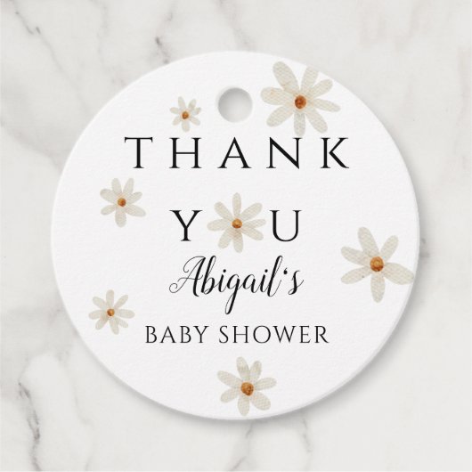 Daisy Spring Baby shower Bedankjes Labels (Voorkant)