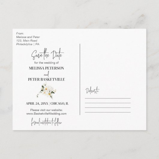 Daisy spring blooms save the date briefkaart (Achterkant)