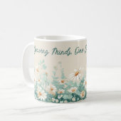Daisy Spring Floral Teacher Growing Minds Script Koffiemok (Voorkant links)