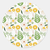 Daisy Springtime-patroon Ronde Sticker (Voorkant)