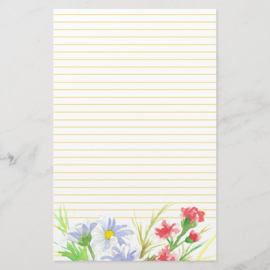 Daisy Stationery Brief Schrijven Waterverf Flowers Briefpapier (Voorkant)