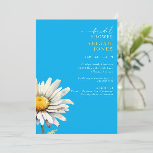 Daisy Stem Spring Bruids Douche Uitnodiging (Staand voorkant)