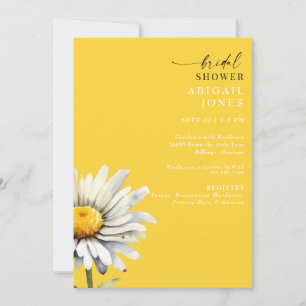 Daisy Stem Spring Yellow Bridal Shower Uitnodiging