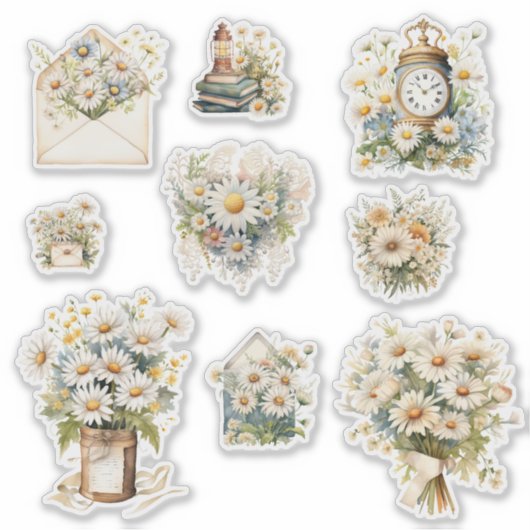 Daisy Sticker Collage voor Scrapbooking (Voorkant)