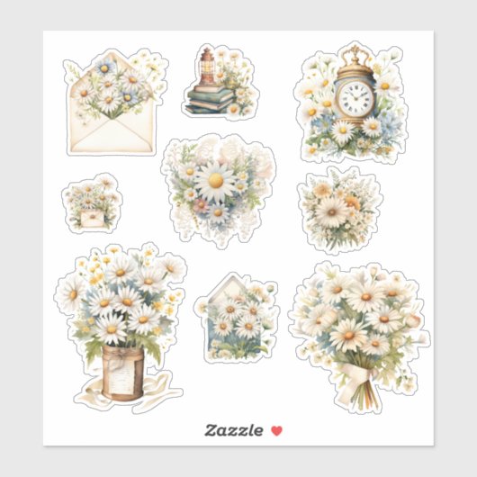 Daisy Sticker Collage voor Scrapbooking (Vel)
