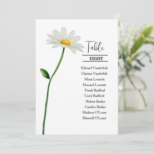 Daisy stijlvolle elegante trouwtafel zitkaart kaart (Staand voorkant)