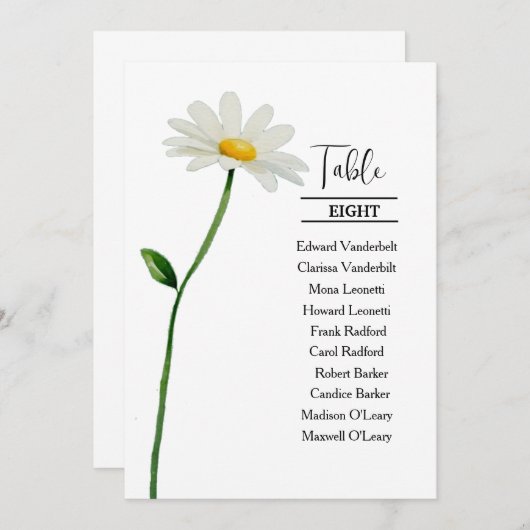 Daisy stijlvolle elegante trouwtafel zitkaart kaart (Voorkant / Achterkant)