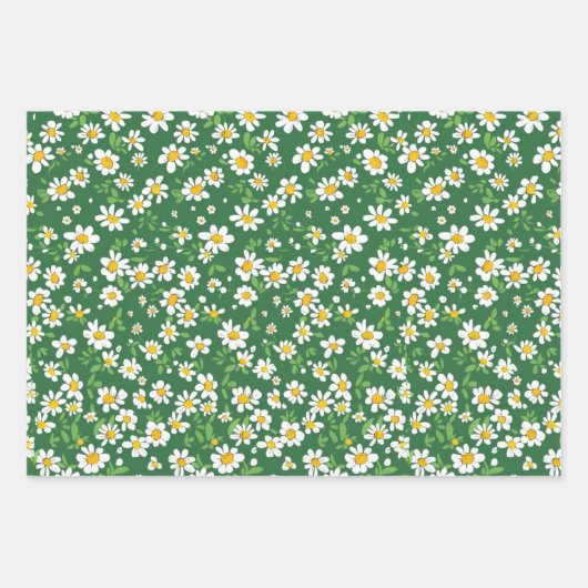 Daisy, Stippen, groene Gingham inpakpapier vellen (Voorkant)