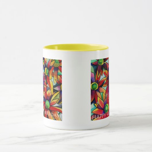 Daisy Straw flower Happy Moederdag mok (Midden)