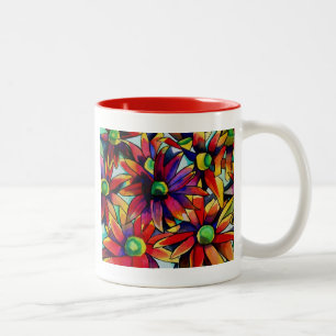 Daisy Straw meerkleuren wilde bloemen kunst Tweekleurige Koffiemok