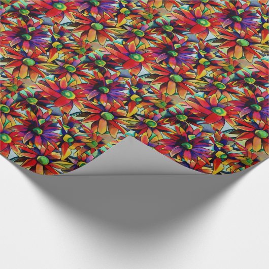 Daisy Straw meerkleurige wilde bloemen Cadeaupapier (Hoek)