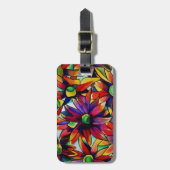 Daisy Straw multicolored wilde bloemen Bagagelabel (Voorkant verticaal)