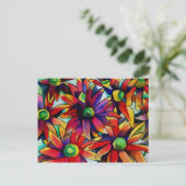Daisy Straw multicolored wilde bloemen Briefkaart (Staand voorkant)
