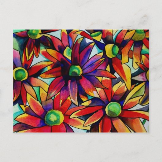 Daisy Straw multicolored wilde bloemen Briefkaart (Voorkant)