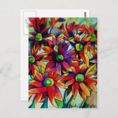 Daisy Straw multicolored wilde bloemen Briefkaart (Voorkant / Achterkant)