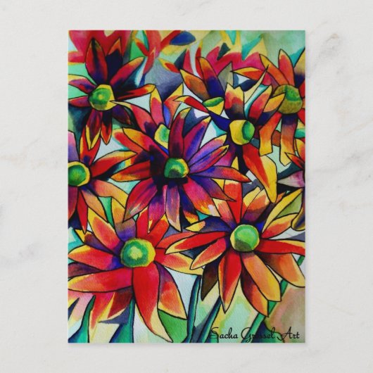 Daisy Straw multicolored wilde bloemen Briefkaart (Voorkant)