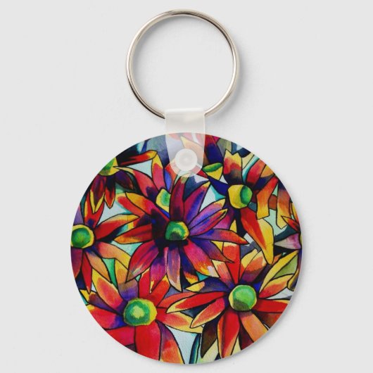 Daisy Straw multicolored wilde bloemen Sleutelhanger (Voorkant)