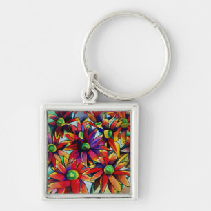 Daisy Straw multicolored wilde bloemen Sleutelhanger
