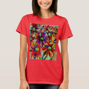 Daisy Straw multicolored wilde bloemen T-shirt