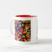 Daisy Straw multicolored wilde bloemen Tweekleurige Koffiemok (Voorkant links)