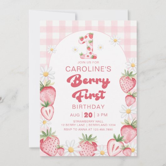 Daisy Strawberry Berry eerste verjaardag Kaart (Voorkant)