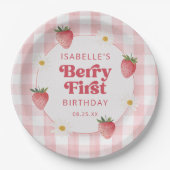 Daisy Strawberry Berry eerste verjaardag Papieren Bordje (Voorkant)