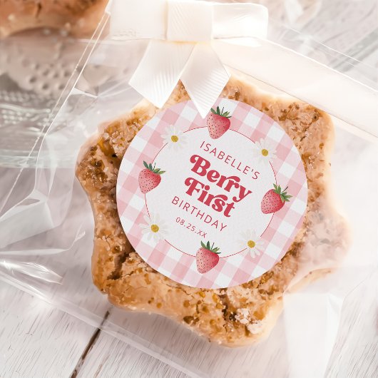 Daisy Strawberry Berry eerste verjaardag Ronde Sticker