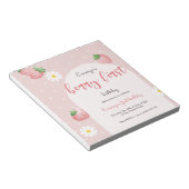 Daisy Strawberry Berry Eerste Verjaardag Uitnodigi Notitieblok (Schuin)