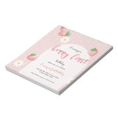 Daisy Strawberry Berry Eerste Verjaardag Uitnodigi Notitieblok (Linkerzijde)