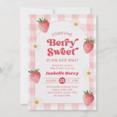 Daisy Strawberry Berry Sweet Baby Meisje Douche Kaart (Voorkant)