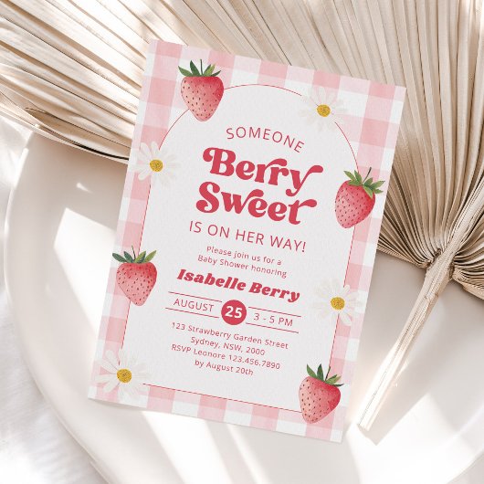 Daisy Strawberry Berry Sweet Baby Meisje Douche Kaart