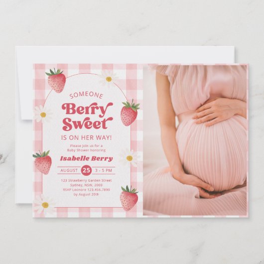Daisy Strawberry Berry Sweet Baby shower Foto Kaart (Voorkant)