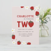 Daisy Strawberry Light Grey 2e zomerverjaardag Kaart (Staand voorkant)