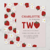 Daisy Strawberry Light Grey 2e zomerverjaardag Kaart (Voorkant / Achterkant)